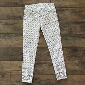 7 For All Mankind Printed Cropped Slim Cigarette Jeans Silver White